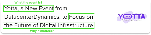 Headline announcing Yotta, a new event by DatacenterDynamics focused on the future of digital infrastructure.
