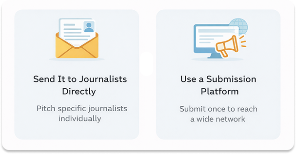 Illustration comparing two press release distribution methods