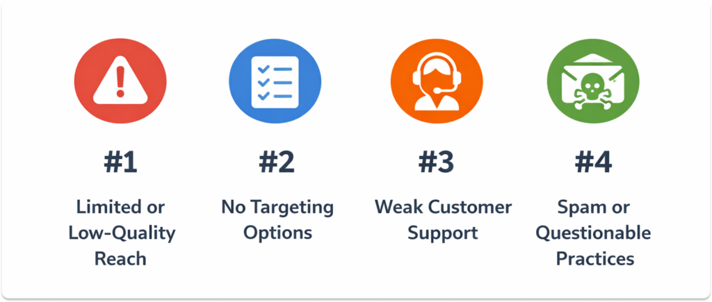 Infographic listing four press release distribution red flags.