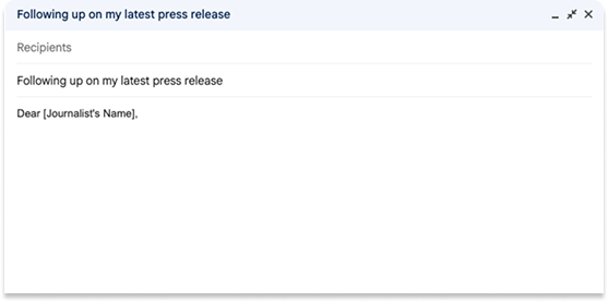 An image of a follow up email draft to a journalist